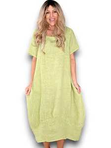 MID SLEEVE MAXI DRESS ANTIQUE LIME