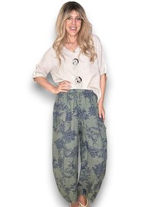BARREL LINEN PANTS FRENCH TOILLE FOREST