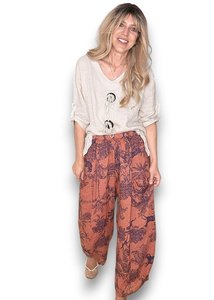 BARREL LINEN PANTS FRENCH TOILLE BRICK