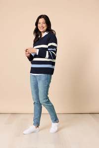 THE PIER STRIPE KNIT NAVY MULTI
