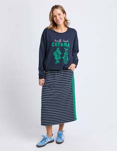 Bottoms: SLOANE SKIRT-STRIPE.NAVY