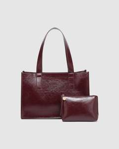 RILEY AND EVERYDAY POUCH SET BURGUNDY PATENT