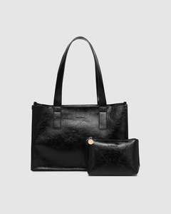 RILEY AND EVERYDAY POUCH SET BLACK PATENT