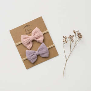 MUSLIN BOW HEADBAND - SET OF 2 BLUSH & LILAC