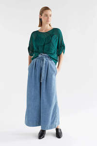 Top: Elk Krava Sheer Top Malachite Print