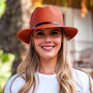 Hats: Borsalino Hat Leather Strap Terracotta