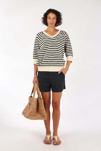 Mosh Mosh: Mos Mosh MM Maggie Stripe Sweatshirt Navy