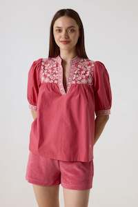 Leon Harper: Leon + Harper Crabe Broda Blouse Punch