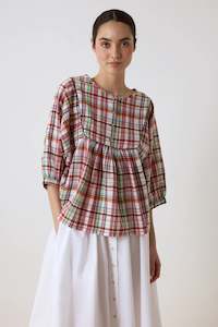 Leon + Harper Cotty Check Blouse Orange