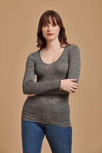 EGI Wool Silk L/S Rib Knit Grey