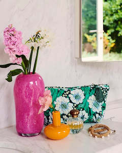 Bags: Kip & Co Tumbling Flowers Green Velvet Toiletry Bag OS