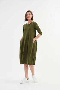 Tirelli Diagonal Seam Dress Moss