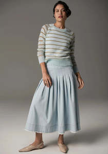Sweater Knits: POL Maia Stripe Knit  Blue / Khaki