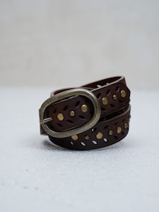 Indi + Cold Leather Studded Belt Chocolate #AG770