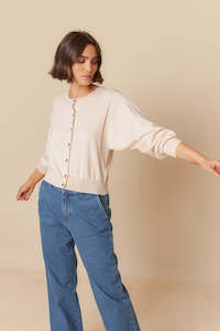 Indi & Cold TK471 Batwing Sleeve Knit Jacket Ecru (Crudo)