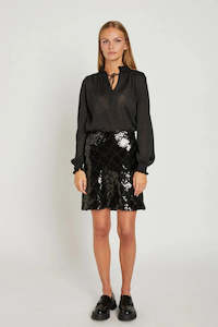 Skirts: Rue de Femme Diana Skirt Black Sequin