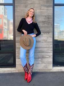 Dark Hampton Petite Silk Scarf Cowboy Up