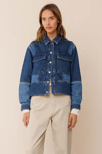Indi & Cold DD255 Bicolor Patch Jacket Denim