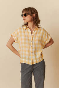 Indi & Cold KI210 Oversize Vichy Shirt Mandarin