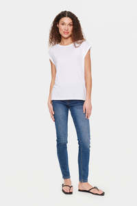 Saint Tropez Adelia T-Shirt Rolled Sleeve White