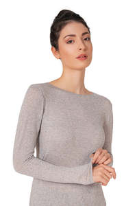 EGi Modal Cashmere  Wide Neck LS Walnut No 5259