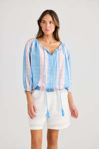 Holiday Seaside Top Blue Multi-stripe