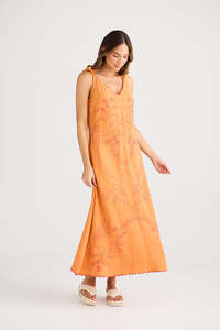 Dresses: Holiday Deira Embroidered Dress Orange Palm
