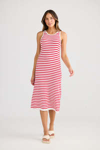 Dresses: Holiday Nautical Dress Pink Stripe