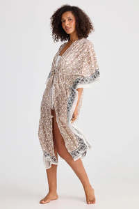 Holiday Life Asta Long Kaftan Taupe Inca