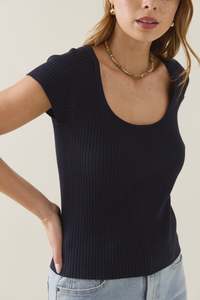 Isle Of Mine: Isle of Mine Adele Knit Tshirt Navy
