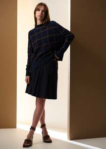 POL Sable Funnel Neck Knit Ink Chocolate