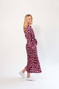 Lollys Laundry Harper Maxi Dress 3/4 Neon Pink