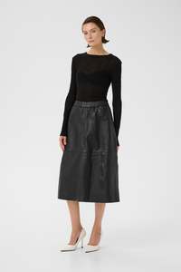 Karen by Simonsen Anja Leather Skirt Black
