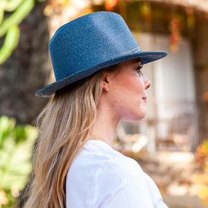 Travaux en Cours Borsalino Hat Leather Strap Denim