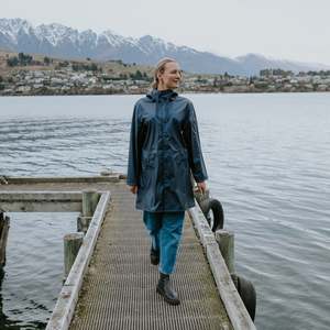 Jackets Coats: Moke Charlie Raincoat Metallic Blue