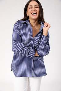 Haven Fairbanks Stripe Shirt Navy