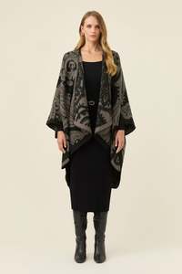 Isle of Mine  Lucia Cape ONE SIZE - Charcoal Paisley