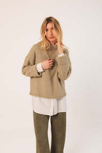 Indi & Cold RD452 Perkins Collar Sweater Aloe