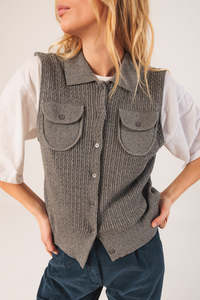 Indi & Cold RD492 Wool Silk Polo Vest Gris Vigore