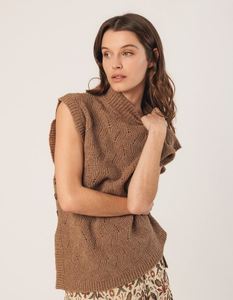 Indi Cold: Indi & Cold NJ466 Alpaca Knit Vest Camel