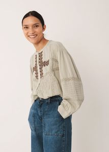 Indi Cold: Indi & Cold KI220 Ethnic Embroidered Shirt Piedra