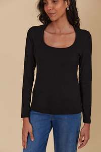 Isle of Mine Naria Scoop Neck Top Onyx