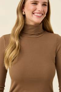 Isle of Mine  Naria Roll Neck Top Toffee