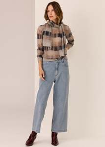 Pol Ciara Stripe Textured Knit Char/Silver/Ivory