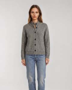 Knitwear: Alete Isabella Polo Jacket Grey Coat