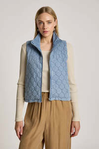 Eb & Ive Sansi Quilted Crop Vest Denim
