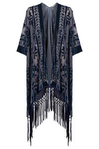 Jackets Coats: Isle of Mine Navi Velvet Cape ONE SIZE - Navy