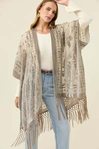 Isle of Mine Navi Velvet Cape ONE SIZE - Stone