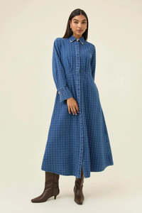 Isle of Mine Sloane Denim Maxi Dress Check