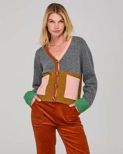 Knitwear: Boom Shankar Remi Cardigan Grey Multi